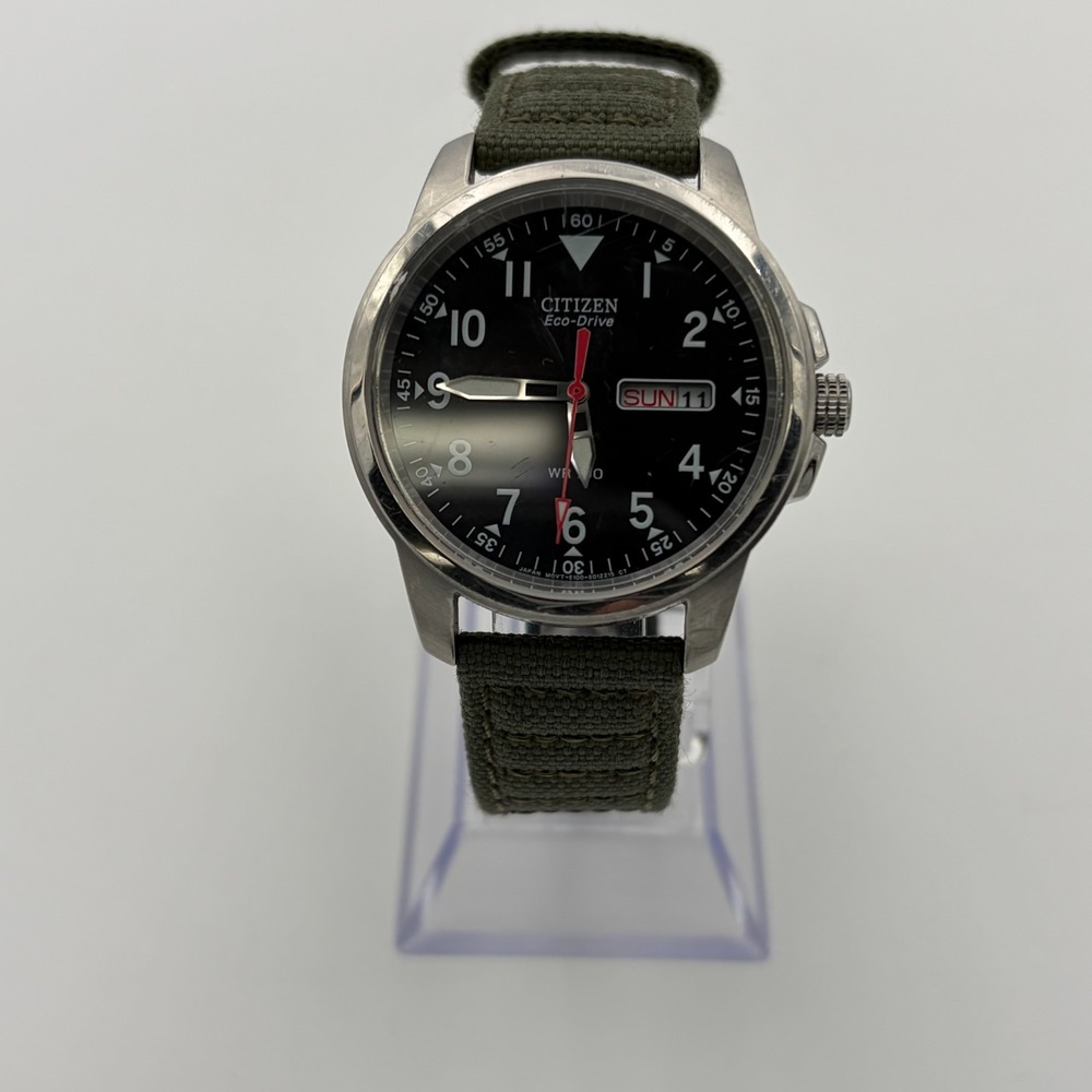 Citizen Eco-Drive Garrison Black Dial Silver-Tone Stainless Steel Case
